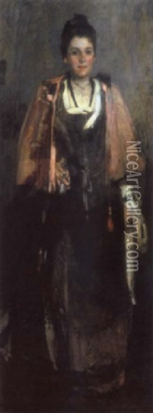 Portrait Of Miss Robina Spencer Oil Painting - James Guthrie