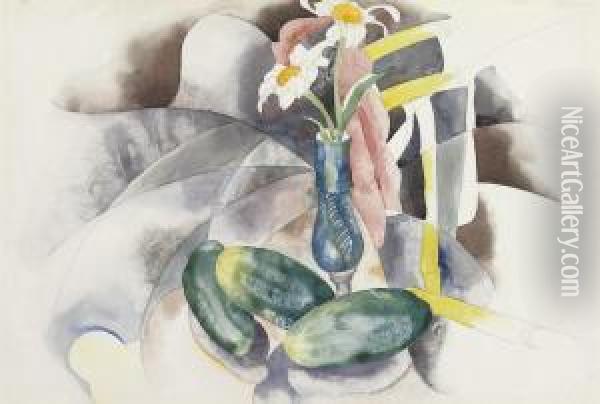 Flowers And Cucumbers Oil Painting - Charles Demuth