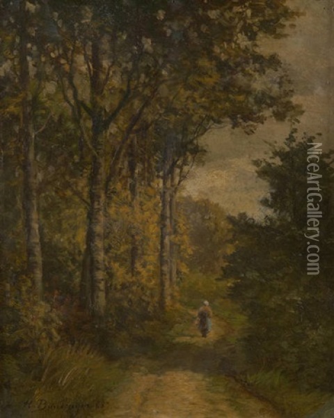 Dans Le Chemin Creux Oil Painting - Hippolyte Emmanuel Boulenger