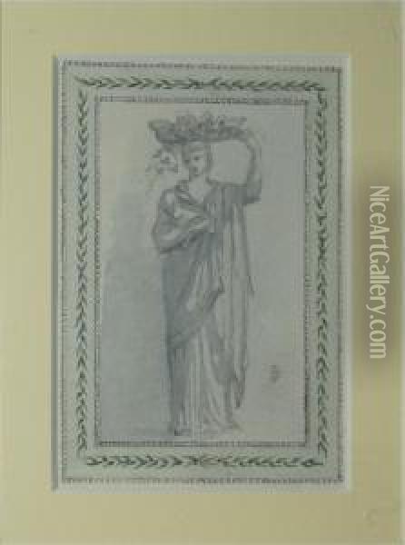 Etruscan Lady Within Vine Border Oil Painting - Sir Edward John Poynter