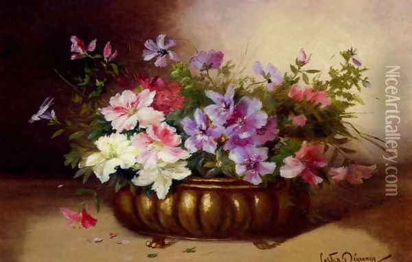 Summer Blooms in an Urn Oil Painting - Adolphe Louis Castex-Degrange