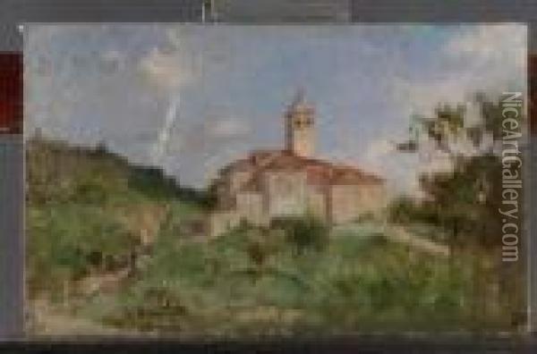 Paesaggio Con Chiesetta Oil Painting - Carlo Arpini