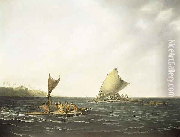 Tonga Canoes Oil Painting - John Webber