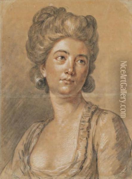 Portrait De Femme Oil Painting - Antoine Vestier