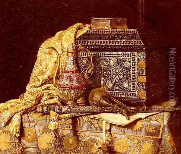 A Still Life With Oriental Objects Oil Painting - Max Schodl