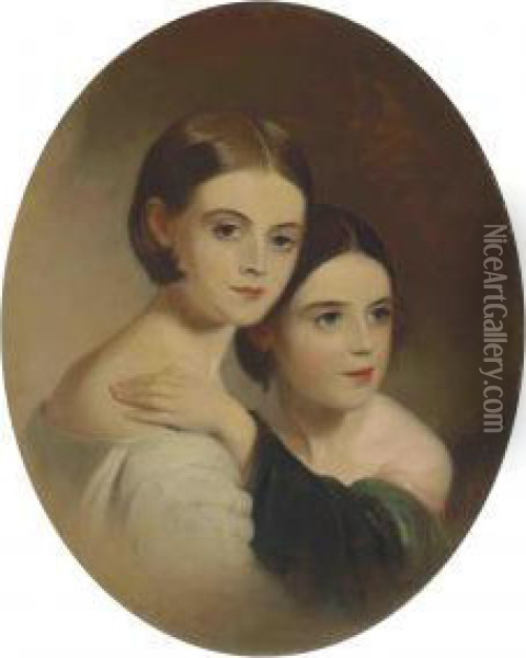 Maria And Emily Potter Oil Painting - Thomas Sully