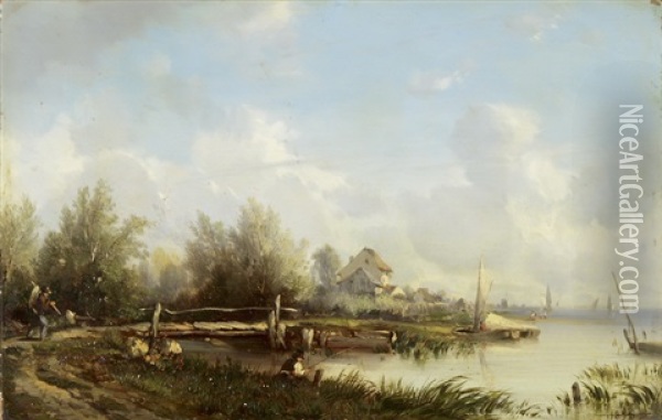 Uferlandschaft Oil Painting - Camille Flers