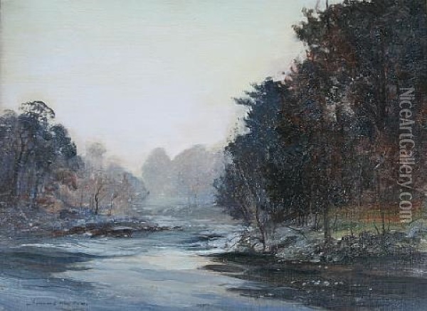 Autumn - A River Landscape Oil Painting - Archibald Kay