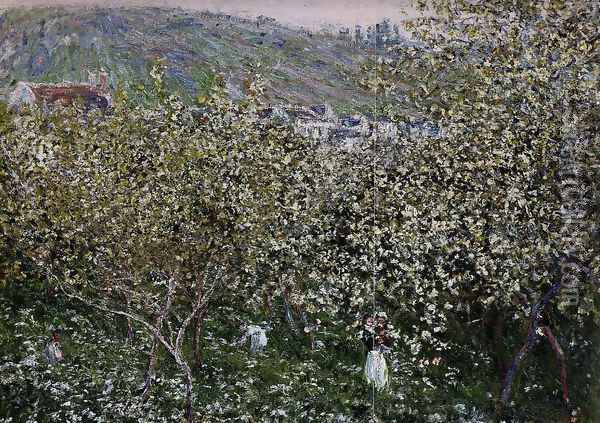 Vetheuil Flowering Plum Trees Oil Painting - Claude Oscar Monet