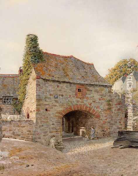 Old Buildings At Kingswear, South Devon Oil Painting - George Price Boyce