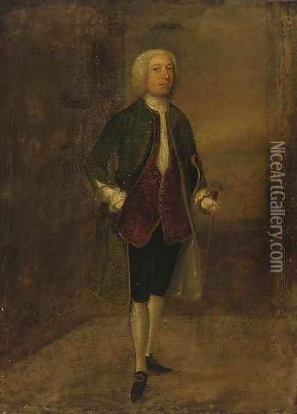 Portrait of a gentleman, traditionally identified as Philip Dormer Stanhope (1694-1773) Oil Painting - Arthur Devis