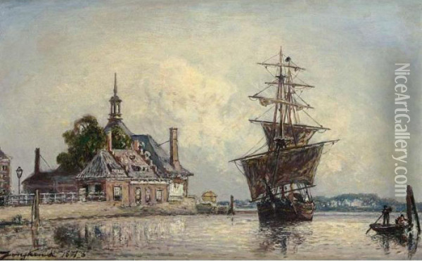A View Of The Hoofdpoort, Rotterdam Oil Painting - Johan Barthold Jongkind
