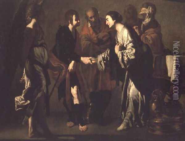 The Betrothal of Tobias Oil Painting - Bernardo Cavallino