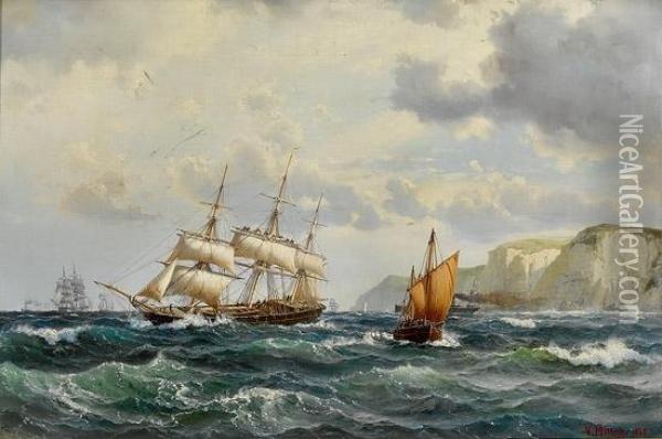 Skuter I Kanalen Ved Den Engelske Kyst 1877 Oil Painting - Vilhelm Melbye