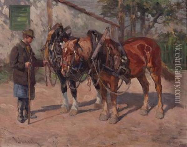 Bauer Mit Pferdegespann Oil Painting - Wilhelm Hohnel