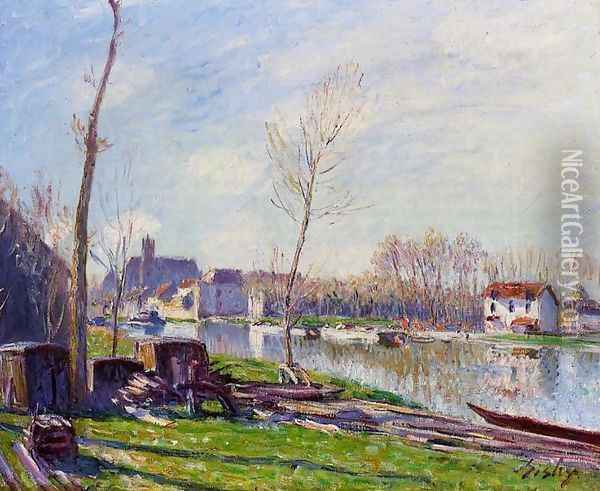 Construction Site at Matrat, Moret-sur-Loing Oil Painting - Alfred Sisley