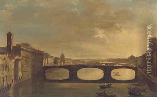 Dusk on the Arno, Florence Oil Painting - Italian School