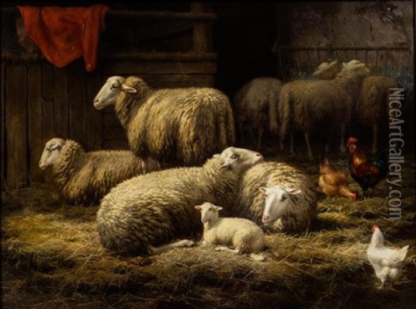 Sheep Oil Painting - Eugene Remy Maes