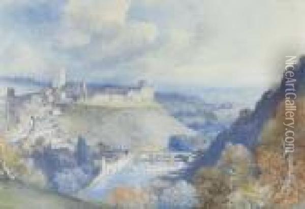 Richmond Castle And Town, Yorkshire Oil Painting - William Callow