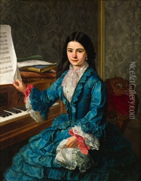 Nina Al Piano Oil Painting - Antonio Gomez Cros