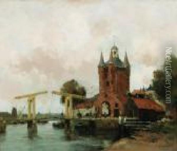 A View In Zierikzee, With The Zuydt-havenpoort Oil Painting - Willem George Fred. Jansen