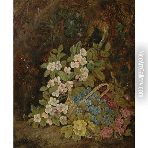 Floral Bouquet In A Forest Interior Oil Painting - Jean-Pierre Lays