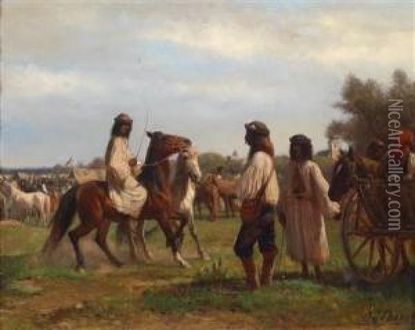 Pferdemarkt In Ungarn Oil Painting - Otto Karl Kasimir Von Thoren