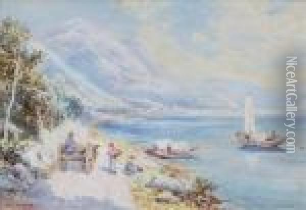 Near Mannagio,lake Como Oil Painting - Charles Rowbotham