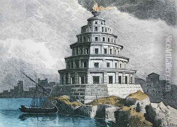 The Great Lighthouse of Alexandria Oil Painting - Ferdinand Knab