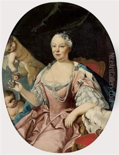 Portrait De Marie-barbara De Bragance, Reine D'espagne Oil Painting - Jacopo Amigoni