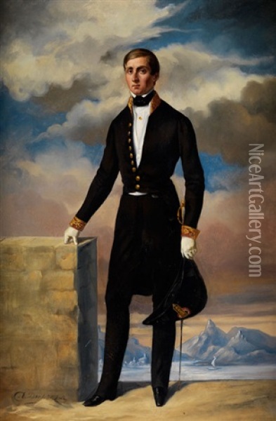 Portrait Eines Herren Oil Painting - Pierre-Hilaire-Andre Deschamps