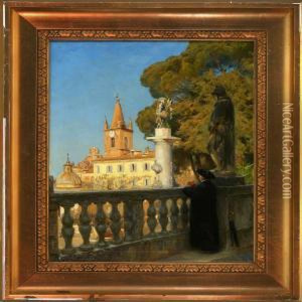 View Of Montepincio In Rome Oil Painting - H. A. Brendekilde