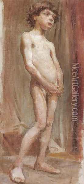 Nude Boy Oil Painting - Stanislaw Wyspianski