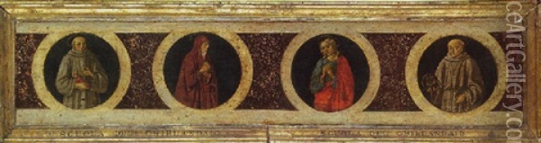 Saint Francois D'assise, La Vierge, Saint Jean L'evangeliste, Saint Bernardin De Sienne Oil Painting - Domenico Ghirlandaio