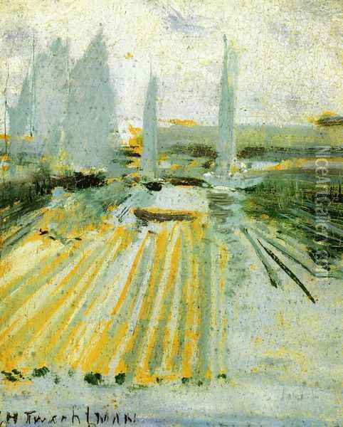 Fog And Small Sailboats Oil Painting - John Henry Twachtman