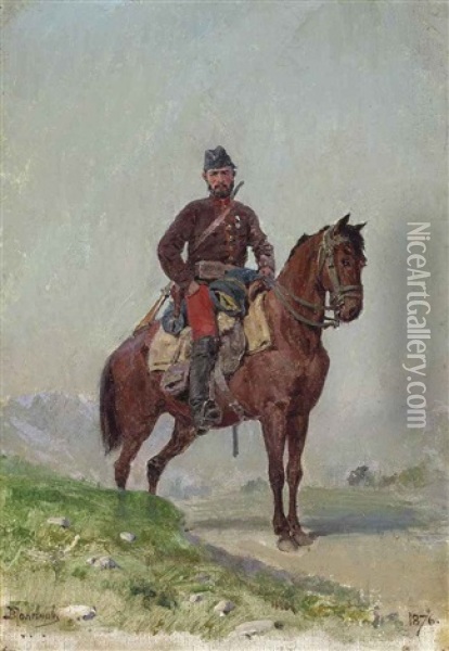 Cavalryman From The Squadron Of General Cherniaev Oil Painting - Vasili Dimitrievich Polenov