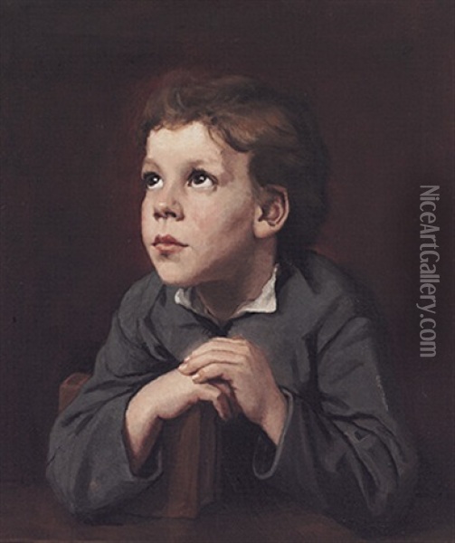 Portrait Eines Aufmerksamen Knaben Oil Painting - Julia Koppers