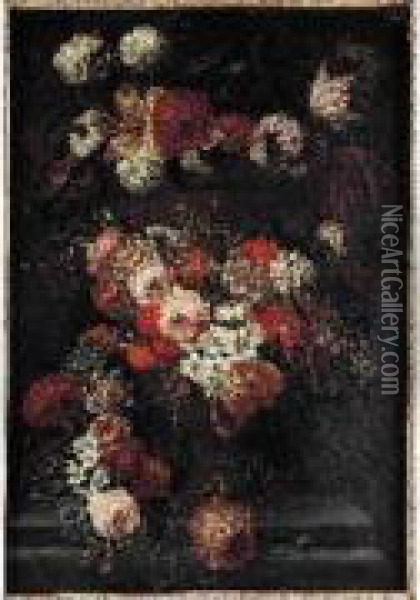 Nature Morte Au Vase De Fleurs Sur Un Entablement De Marbre Oil Painting - Jan-baptist Bosschaert
