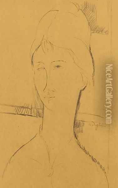 Donna con i capelli raccolti Oil Painting - Amedeo Modigliani