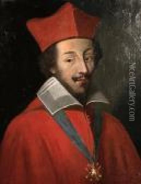 Portrait Of Cardinal Mazarin Oil Painting - Pierre Le Romain I Mignard