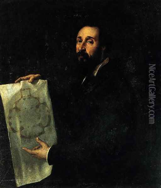 Portrait of Giulio Romano Oil Painting - Tiziano Vecellio (Titian)