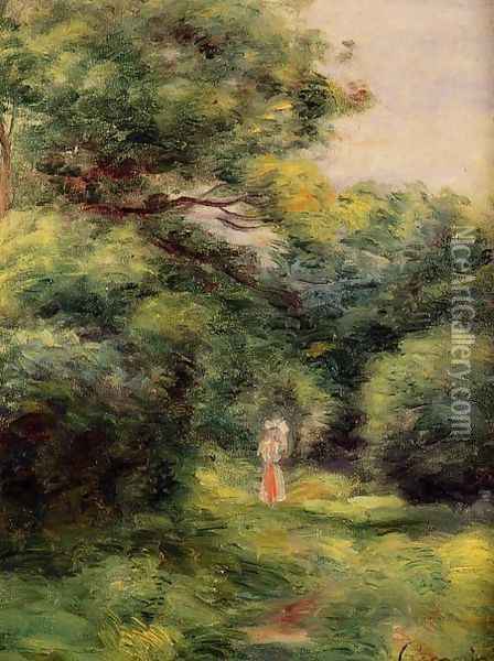 Lane In The Woods Woman With A Child In Her Arms Oil Painting - Pierre Auguste Renoir