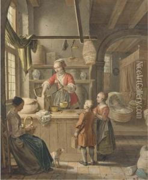 At The Tea Merchants Oil Painting - Willem Joseph Laquy