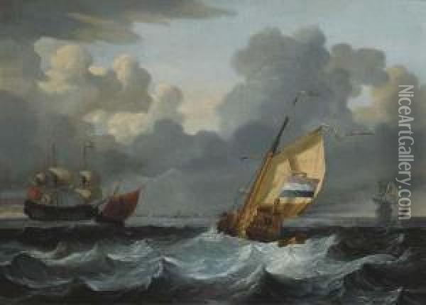 Shipping In A Swell Oil Painting - Wigerius Vitringa