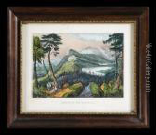 Publ.: Scenery Of The Catskills Oil Painting - Currier & Ives Publishers