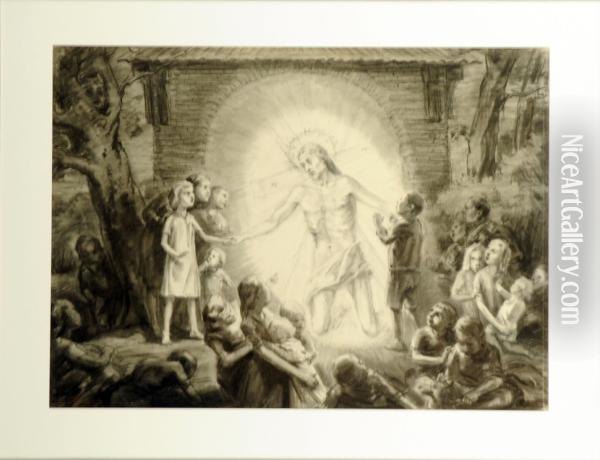 L'apparition Du Christ Oil Painting - Leon Henri Marie Frederic