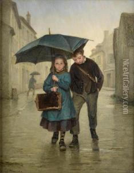 Going To School Oil Painting - Edouard Frere