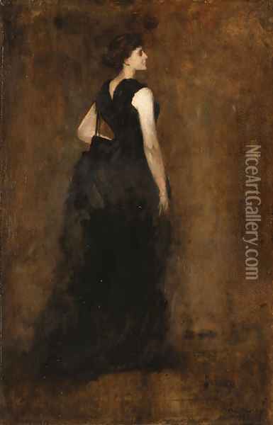 Woman in Black Portrait of Maria Oakey Dewing Oil Painting - Thomas Wilmer Dewing