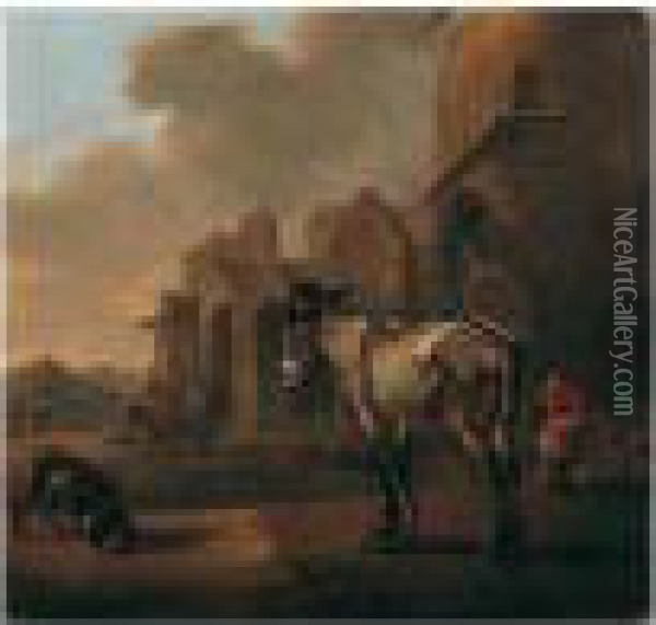 Italianate Landscape With A Donkey Oil Painting - Karel Dujardin