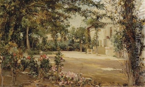 Jardin Oil Painting - Jose Lupianez y Carrasco